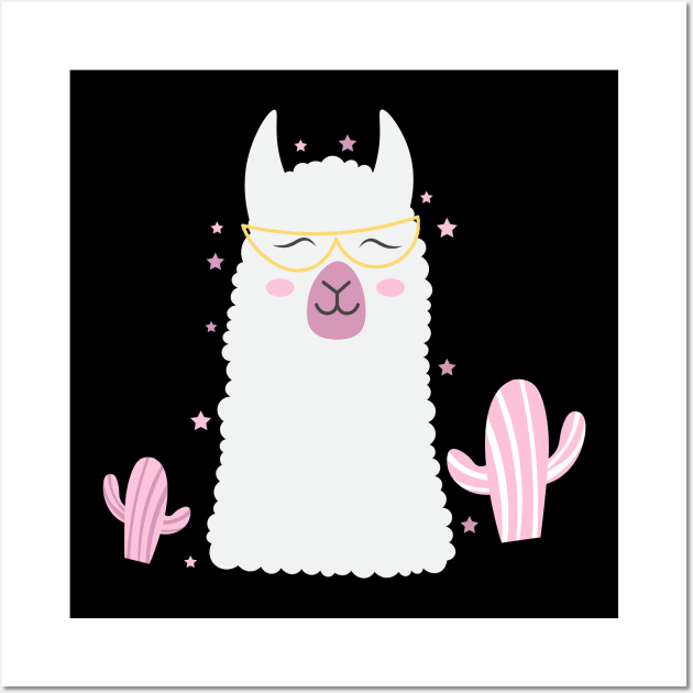 Funny Cute Llama Wall Art by novaya